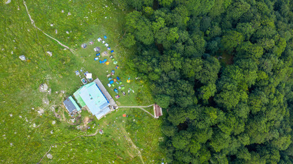 Hut high in the mountain.