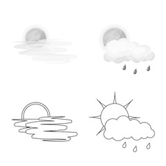 Isolated object of weather and climate symbol. Set of weather and cloud stock vector illustration.