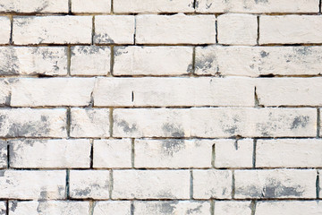 The texture of the walls are of white brickwork with gray seats. White and gray bricks are painted background. Background of old brick wall.