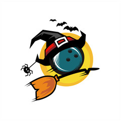 Bowling Halloween Flying Logo 05