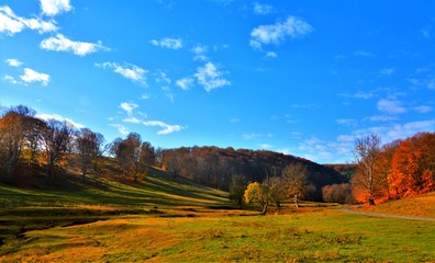 autumn landscape between hills