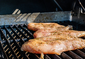 Chicken grilling on the grill. Calgary, Alberta, Canada