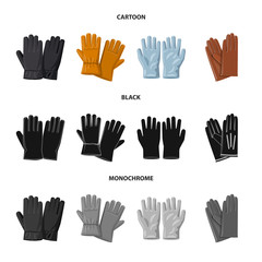 Vector design of glove and winter symbol. Collection of glove and equipment stock symbol for web.