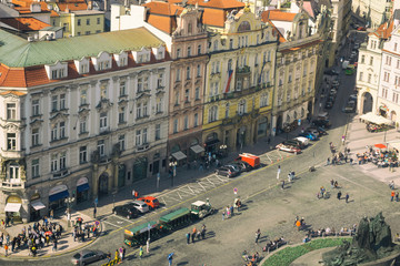 Aerial view of the Old Town Square seen from the Clock Tower - Prague, Czech Republic