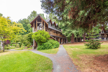 Houses in suburb at Summer in the north America. Luxury houses with nice landscape.