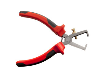 close up of wire cutter on white background
