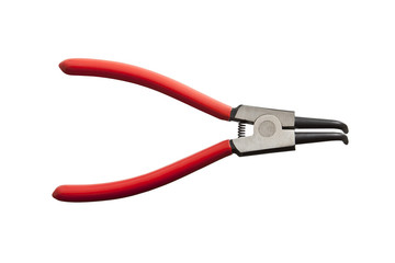 close up of pliers on white background