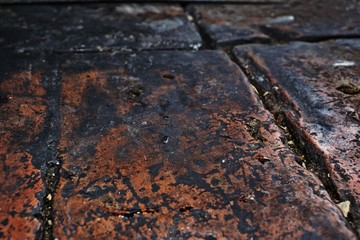 Old brick background at close range