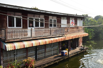 Old house near the canal is habitation tradition culture for comfortable communication by boat.