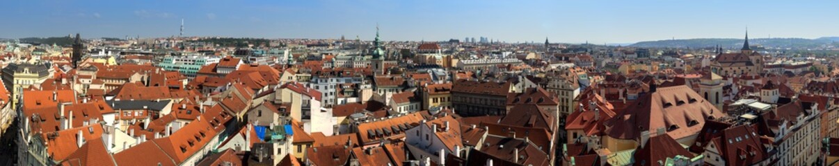 Naklejka na ściany i meble Aerial Panoramic View of Old Town of Prague, Czech Republic