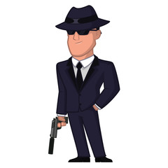 Spy in a hat and with a gun