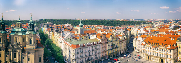 Fototapeta na wymiar Prague, Czech Republic - aerial view of the Old Town Square seen from the Clock Tower