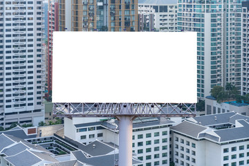 Obraz premium billboard or advertising poster on building for advertisement concept background