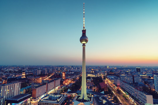 Berlin at night panoramic view
