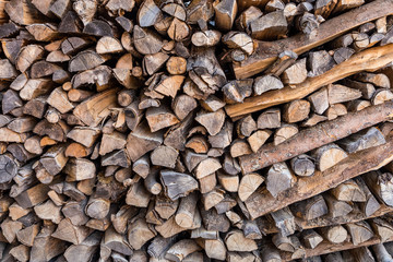 Stack of fire wood for background texture