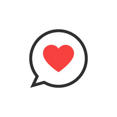 Message bubble love icon isolated on white background. Vector illustration.