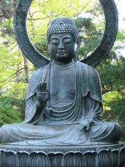 The Buddha Statue in the Japanese Tea Garden in Gold Gate Park in San Francisco, California