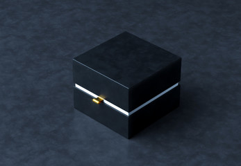 Black Gift Box Mockup on black background, 3d rendering. Luxury packaging box for premium products