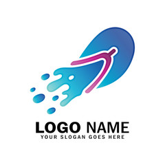 Sandal logo melts and splashes, slipper, footwear logo