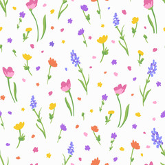 Cute Flower Pattern. Endless Background. Seamless