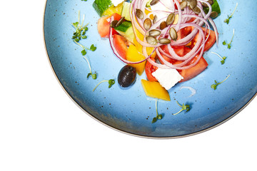 Greek salad on a white background