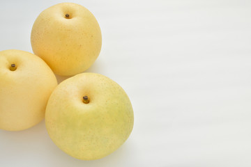 Asian pears on white background