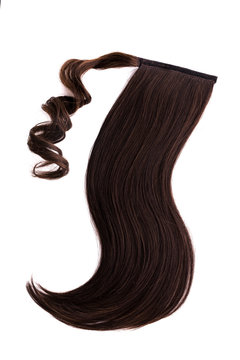 Pony Tail Dark Brown Hair Piece On Background