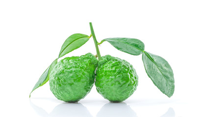 Water drops fresh Bergamot fruits isolated on white background with clipping path