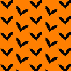 Hallowen pattern of flying bats. seamless background.