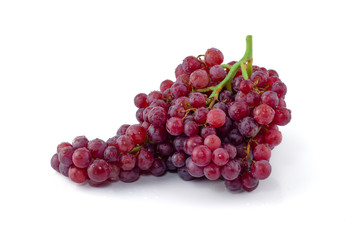 Water drops fresh red grapes isolated on white background