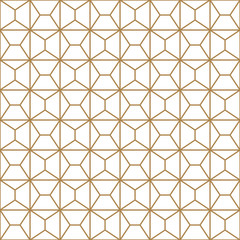 Seamless geometric pattern in golden and white.Japanese style Kumiko.