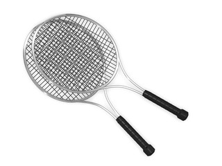 Two tennis racquets 3d rendering