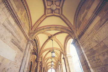 Fototapeta premium Interior of European church, vintage style