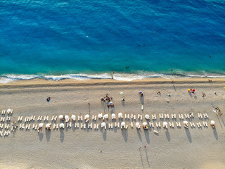Fototapeta premium Beach on Lefkada, popular tourist resort on same name island in Greece. Aerial view.