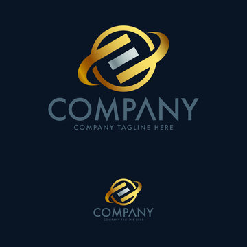 Letter E Globe Logo Design Template