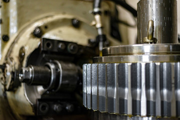 Mechanical industry, gear-cutting production, manufacture of gears and shafts on a gear-cutting machine with a milling cutter, oil-cooled.