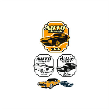 set of classic car logo design