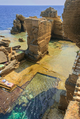 The most beautiful beach in italy: Salento coast, Santa Cesarea Terme (Apulia). Rocky beach of Santa Cesarea Terme. It's lapped by the sea, with deep water along the whole coast.