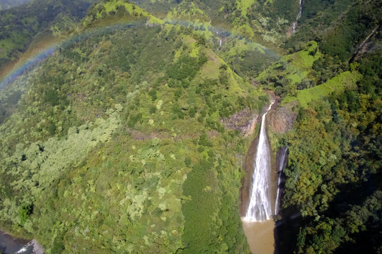 Movie waterfall in Kauai Hawaii