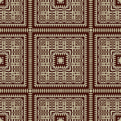 Ethnic style greek vector seamless pattern. Tribal squares background. Striped ornamental abstract backdrop. Greek key meanders geometric ornament with stripes, borders, shapes. Modern ornate design