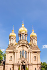 Fototapeta na wymiar Russisch-Orthodoxe Kirche der heiligen Elisabeth auf dem Neroberg in Wiesbaden