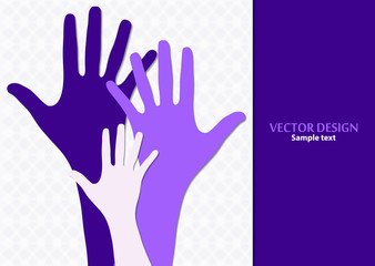 Raised hands, open palms. The concept of charity, volunteering, love, goodness, equality, racial and social issues.