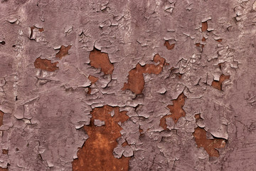 Old red cracked wall, rustic texture, design background.