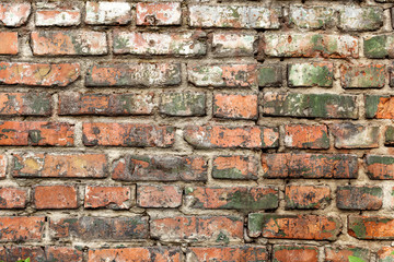 Old red brick wall, rustic texture, design background.