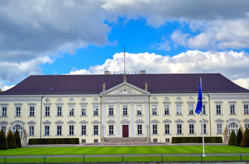 Fototapeta na wymiar Berlin, Germany - May 5, 2019 - Bellevue Palace, the official residence of the Federal President of the Federal Republic of Germany located in Berlin's Tiergarten district.