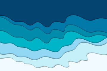 Obraz premium Background with white and blue waves. Abstract wavy paper background.