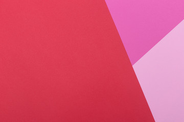 Paper pink, red, pastel empty background, geometrically located. Color blank for presentations, copy space.