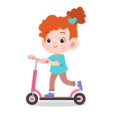 happy kid sport scooter vector illustration