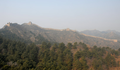 The Great Wall of China. This section of the Great Wall is Jinshanling, a wild part with scenic views. The Great Wall of China near Beijing. Wild Great Wall of China, Jinshanling, Beijing, UNESCO site
