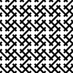 Seamless pattern based on japanese woodwork art.Black and white color.